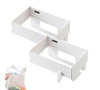 Tencipeda No Drill Foldable Trash Bag Holder, Space-Saving Foldable Trash Bag Holder with Magnetic Closure for Kitchen Cabinet Doors, Bathroom (White*2)