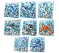 Tencipeda Ocean Pearl Art DIY Kit, Octopus Diamond Art With Sparkling Bead Painting Design, Creative Wall Decor Craft For Adults And Beginners (8 Pcs)