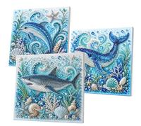 Tencipeda Ocean Pearl Art DIY Kit, Octopus Diamond Art With Sparkling Bead Painting Design, Creative Wall Decor Craft For Adults And Beginners (3 Pcs)