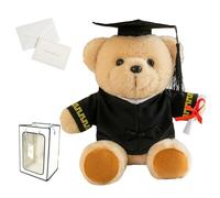 Tencipeda Personalized Graduation Bear, Graduation Bear Custom-Made Name and School Logo, Graduation Gifts, Comes with Gift Box and Greeting Card (White)