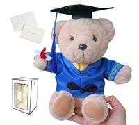 Tencipeda Personalized Graduation Bear, Graduation Bear Custom-Made Name and School Logo, Graduation Gifts, Comes with Gift Box and Greeting Card (Blue)