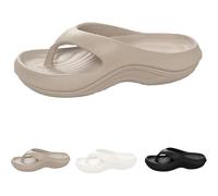 Tencipeda Pillow Flip Flops with Arch Support for Women, Plantar Fasciitis Flip Flops, Non-slip Comfort Lightweight (Khaki,40)