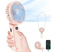 Tencipeda Portable Handheld Fan, Handheld Fan Rechargeable with 6 Speeds, Foldable Design for Travel Beach Outdoor Activities and Playtime (Pink)
