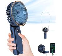 Tencipeda Portable Handheld Fan, Handheld Fan Rechargeable with 6 Speeds, Foldable Design for Travel Beach Outdoor Activities and Playtime (Blue)