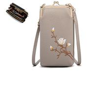 Tencipeda Shamfreshen Women Sling Cross-Body Wallet, Multiple Compartments Crossbody Phone Bag with Mobile Cell Phone Holder (Gray)