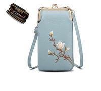 Tencipeda Shamfreshen Women Sling Cross-Body Wallet, Multiple Compartments Crossbody Phone Bag with Mobile Cell Phone Holder (Blue)