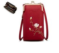 Tencipeda Shamfreshen Women Sling Cross-Body Wallet, Multiple Compartments Crossbody Phone Bag with Mobile Cell Phone Holder (Burgundy)