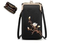 Tencipeda Shamfreshen Women Sling Cross-Body Wallet, Multiple Compartments Crossbody Phone Bag with Mobile Cell Phone Holder (Black)