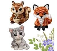 Tencipeda Tiny 3D Beaded Animal Kit - DIY 3D Beaded Animals & Birds Craft Set for Teens and Adults, Handmade Miniature Bead Art Decoration, Creative Stress Relief Gift (3pcs-E)