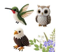 Tencipeda Tiny 3D Beaded Animal Kit - DIY 3D Beaded Animals & Birds Craft Set for Teens and Adults, Handmade Miniature Bead Art Decoration, Creative Stress Relief Gift (3pcs-B)