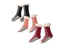 Tencipeda Ultra-Thick Cashmere Slipper Home Sock, Warmth Slip Resistance Cashmere Slipper Socks for Women,Suitable for Home Use. (3pcs-C)