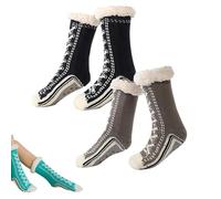 Tencipeda Ultra-Thick Cashmere Slipper Home Sock, Warmth Slip Resistance Cashmere Slipper Socks for Women,Suitable for Home Use. (2pcs-E)