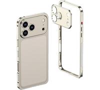 Tencipeda Ultra-Thin Metal Frame for iPhone 17 Pro MAX Case with Detachable Lens Protector, Heat-Dissipating Stainless Design, Seahorse Buckle, Premium Slim Fit (for iPhone 17 Air,Beige)