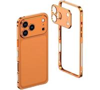Tencipeda Ultra-Thin Metal Frame for iPhone 17 Pro MAX Case with Detachable Lens Protector, Heat-Dissipating Stainless Design, Seahorse Buckle, Premium Slim Fit (for iPhone 17 Air,Orange)