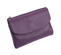 Tencipeda Unisex Pebble Leather Wallet - Double Zipper Coin Pockets, 5.3" Travel Slim Mini Leather Card Holder (Light Purple)