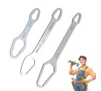 Tencipeda Universal Torx Wrench Set, 3Pcs Double-Head Self-Tightening Spanner, 3-24mm Multi-Size High Carbon Steel Non-Slip Wrench Tool for Car Bicycle Home Bolt Repair (Silver)