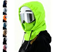 Tencipeda Waterproof Fleece Lined Hood, Multifunctional 3-in-1 Ski Mask Adjustable Drawstring for Skiing Hiking Men Women (Fluorescent Green)