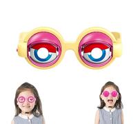 Tencipeda Winking Glasses-Winking Eye Glasses, Kinetic Crazy Eyes Glass with Manual Blink Action Novelty Blinking Glass for Party (Yellow)