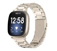 TenCloud Correas compatibles con Fitbit Versa 3/Sense, pulsera de metal de acero inoxidable para mujeres y hombres, Mittel, Acero inoxidable, No es una piedra preciosa