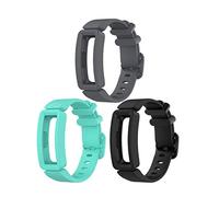 TenCloud Correas de repuesto compatibles con Fitbit Ace 2, pulseras flexibles de silicona suave para rastreador de actividad Ace 2 para tamaño de 4.6 a 7.1 pulgadas, Negro+verde azulado+gris