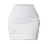 TENCOCO Falda Tubo Ajustada de Cintura Alta elástica básica para Mujer, Falda Corta Informal de Punto Acanalado, Moda Urbana Blanca