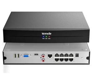 Tenda 4K 8 Canales NVR PoE Grabador de Vigilancia, H.265+, Plug and Play, Soporte para 8MP Cámaras IP, Almacenamiento HDD 10TB/Cloud, Acceso Remoto App, 4KV Protección Contra Sobretensiones, TN3108-8P
