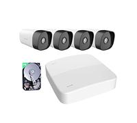 Tenda 4MP 4CH PoE Kit Cámaras de Vigilancia, 4X Cámaras IP Seguridad PoE Exterior, 4CH NVR con 1TB HDD para Grabación 24/7, Detección Humana AI, IP66 Impermeable, K4P-4TR-1T