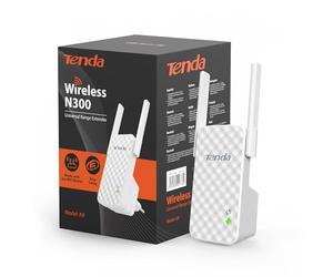 Tenda A9 N300 Repetidor de red Wifi Extensor Amplificador de Cobertura (300Mbps, 2 Antenas externas, Red Cobertura WiFi inalambrico más de 200 Metros, Compatible con los Routers y ADSL/Fibra)