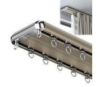 Tenda Arricciata 2 Canali Installazione Soffitto Movimento Manuale Alluminio Moderno Scorrevole Champagne 10M/32FT - Perfetto per Interni