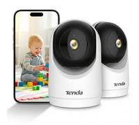 Tenda CP3V3.0(2-Pack)-Cámara IP WiFi Vigilancia Interior 2K Cámara de Seguridad Domo 360°, Visión Nocturna 12M, Detección de Movimiento/Persona,Audio Bidireccional, 3MP Camara Vigilancia para Niños