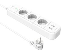 Tenda SP15 Regleta Inteligente Wi-Fi con 3 Zócalos y 2 USB Enchufes Inteligentes, Protección contra Sobretensiones, Control de Voz con Alexa y Google Home 16A, Blanco