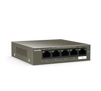 Tenda TEF1105P-4-63W PoE Switch Ethernet de 5 Puertos 10/100 Mbps, 4 Puertos PoE, Carcasa Metálica, Protección contra Rayos de 6kV, Plug and Play, No Configuración, Tipo Desktop