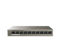 Tenda TEF1110P-8-63W PoE Switch Ethernet, 10-Puertos 10/100 Mbps, QoS, One-Key VLAN, 8 Puertos PoE, 2 Puertos (Uplink&NVR), 63W, No Se Requiere Configuración, Caja de Metal