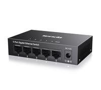 Tenda TEG1005D Switch Ethernet de 5 Puertos RJ45 Gigabit 10/100/1000 Mbps (IGMP Snooping, QoS, Carcasa metálica, MDI/MDIX automático, Protección contra Rayos 6 KV, Plug and Play, Modo Full Duplex)