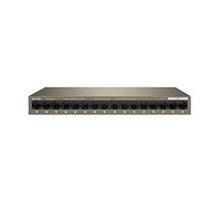 Tenda TEG1016M Switch Ethernet Gigabit, 16 Puerto 10/100/1000Mbps, Una Clave Vlan,Protección contra Rayos, Escritorio o de Montaje en Pared, Plug & Play, No Requiere Configuración, Silencio, Metal