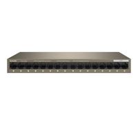Tenda TEG1016M Switch Ethernet Gigabit, 16 Puerto 10/100/1000Mbps, Una Clave Vlan,Protección contra Rayos, Escritorio o de Montaje en Pared, Plug & Play, No Requiere Configuración, Silencio, Metal