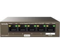 Tenda TEG1105PD Switch PoE Gigabit de 5 Puertos sin alimentador, Switch Alimentado por PoE, 1 Puerto de Entrada PoE y 4 Puertos de Salida PoE(25W), Plug y Play, Sin Ventilador, Metal