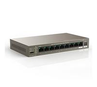 Tenda TEG1110PF- 8-102W Switch PoE Gigabit de 10 Puertos, 8 Puertos PoE+, 1 Puerto de Enlace Ascendente y 1 Puerto SFP, Protección contra Rayos, VLAN, Plug y Play, Control de Potencia Inteligente