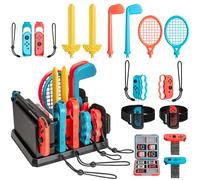 Tendak 16 en 1 Switch Sports Paquete para Nintendo Switch/Switch OLED, Kit de Accesorios Switch Sports con Raqueta Golf/Raqueta Tenis Bádminton/Correas Muñeca/Correa Fútboll/Espada/Soporte Organizador