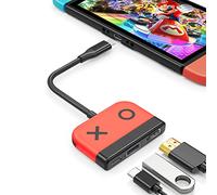 Tendak Adaptador USB C a HDMI para Switch 3 en 1 USB C Hub con Puerto de Carga PD, USB 3.0, Tipo C a HDMI Convertidor 4K para Nintendo Switch/Switch OLED MacBook Pro Samsung S22 (Rojo)