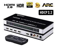 Tendak Conmutador HDMI de 4 puertos 4K UHD 4 a 1 con mando a distancia, óptico y extractor de audio L/R, ARC, 3D, HDCP 2.2