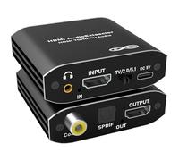 Tendak Extractor de Audio 4K HDMI, Adaptador de Audio óptico, Coaxial y Estéreo de 3,5mm para HDTV, PS4, PS5, Blu-ray y DVD.