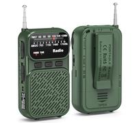 Tendak Mini Radio alimentada por Pilas, Radio Am/FM/FM pequeña con batería de 1200 mAh, Radio portátil con Bluetooth, Radio Transistor por Pilas AAA con lámpara de Lectura/TF, Carga USB-C (Verde)