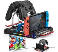 Tendak Switch Dock Station, TV Docking Station para Nintendo Switch/OLED, Estación de Carga LED para JoyCon, Cargador de Mandos de Switch con Almacenamiento para 8 Tarjetas de Juegos
