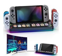 Tendak Switch Docking Station, TV Dock Station para Nintendo Switch/OLED, Estación de Carga LED para JoyCon, Cargador de Mandos de Switch con Almacenamiento para 8 Tarjetas de Juegos