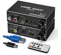 Tendak USB DAC Digital a Analógico Audio Converter, USB Optische SPDIF Coaxial to Analog Stereo RCA L/R 3,5 mm Jack Audio Adapter Convertidor con Control de volumen, Ajuste de Bass