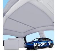 Tendalino Parasole per Tetto Tesla Model Y 2020-2024 - Rivestimento Nano Cristallo di Ghiaccio, Blocco UV, Fissaggio a Clip, Senza Abbassamenti o Spazi, Portatile e Pieghevole, Colore Grigio