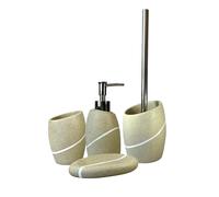 Tendance - Accesorios de baño de poliresina vaso loción dispensador de jabón plato de jabón jabonera cepillo de inodoro escobilla de aseo redondo natural efecto piedra
