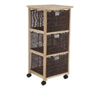 Tendance - Armario Cuadrado con Ruedas 3 cajones Papel gm Paulownia Estructura MDF álamo - marrón Natural