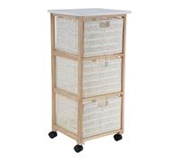 Tendance - Armario Cuadrado con Ruedas 3 cajones Papel gm Paulownia Estructura MDF chopo - Blanco Natural